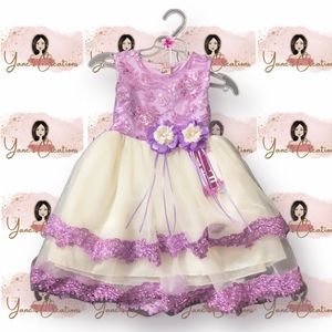 Lilac and off white dress